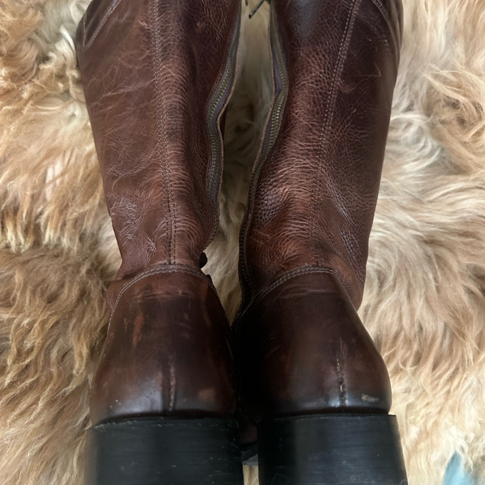 Frye Rogan Brown Lace-Up Knee-High Boots 9 Rare - Picture 10 of 15